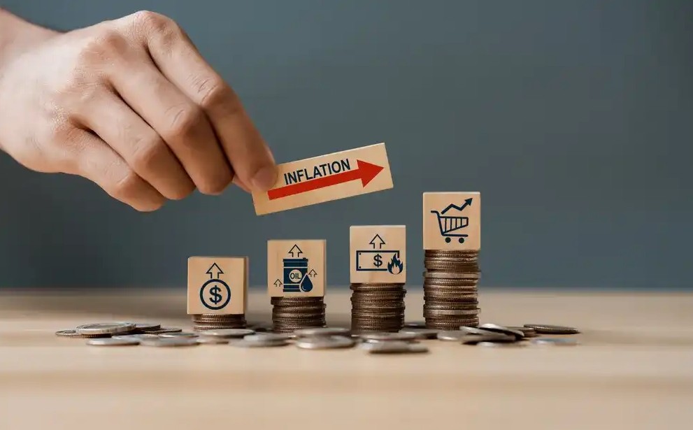 Wooden blocks symbolizing rising inflation rate