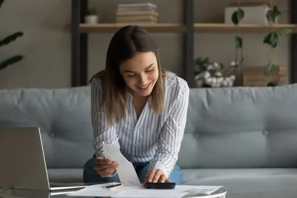 A woman reviewing her personal finances