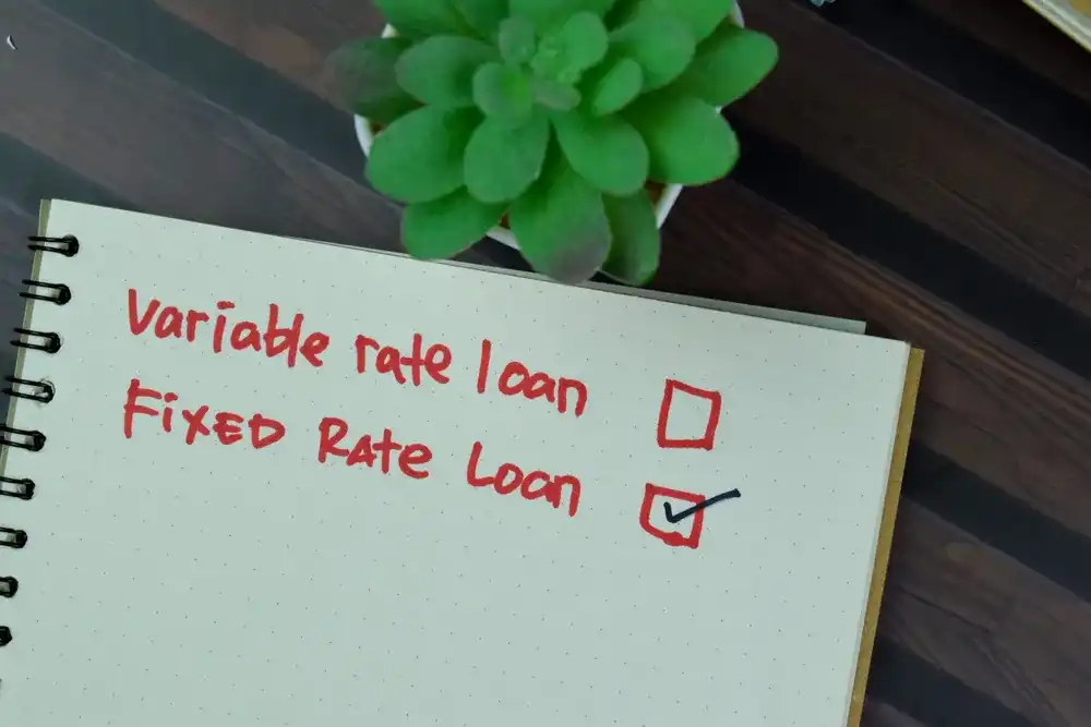 Notebook that reads "Variable Rate Loan" and "Fixed Rate Loan"