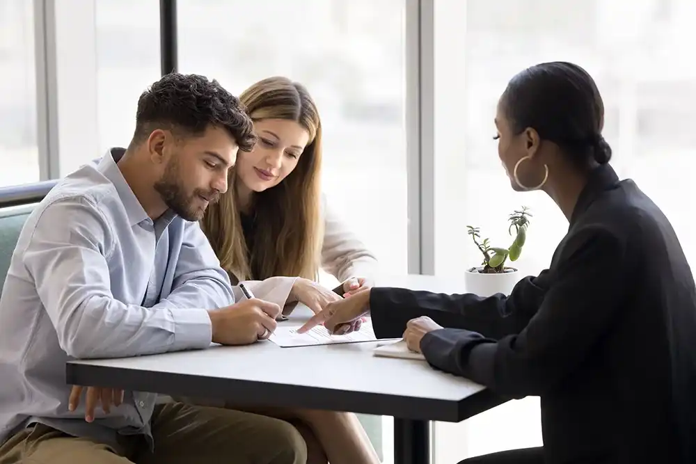 A couple working with a lender